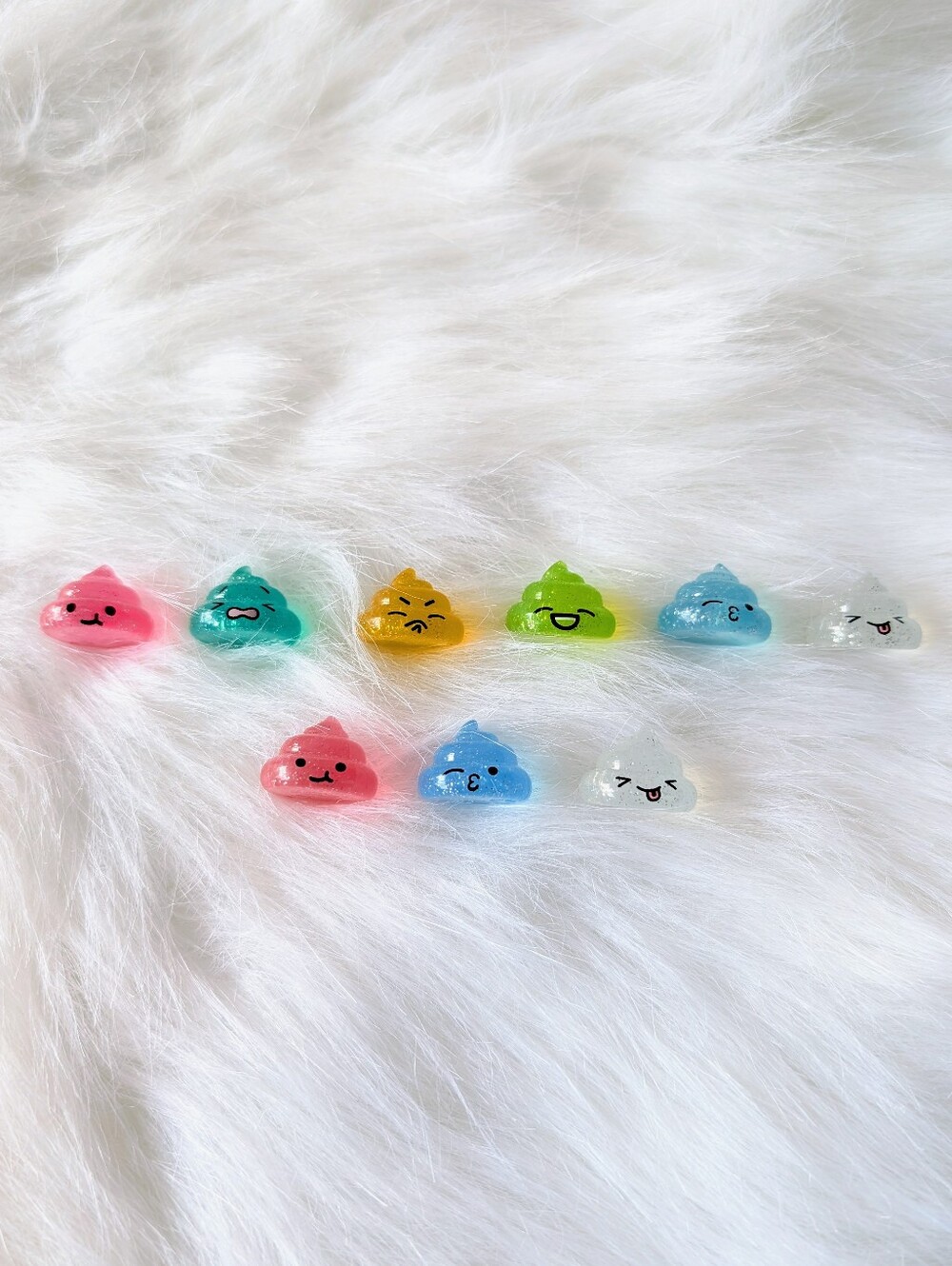 Mini Poop Emoji Jelly Figures, Multi Colored, Sparkled, Faces